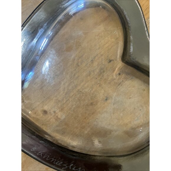 ANNIEGLASS :: 8” MEDIUM “Heart” BOWL Platinum Silver Rim SIGNED CALIF USA - Picture 6 of 6
